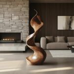 RUSTIC LARGE WOODEN SCULPTURE BROWN