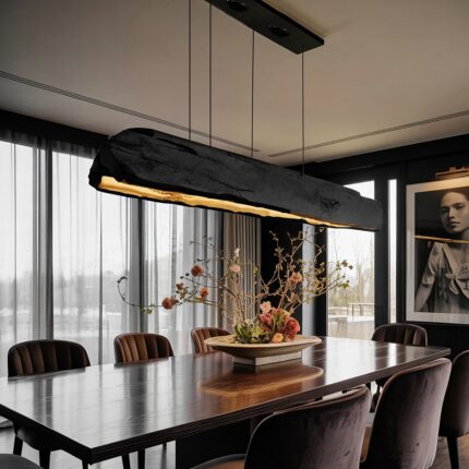 RUSTIC LOG BEAM PENDANT LIGHTING BLACK