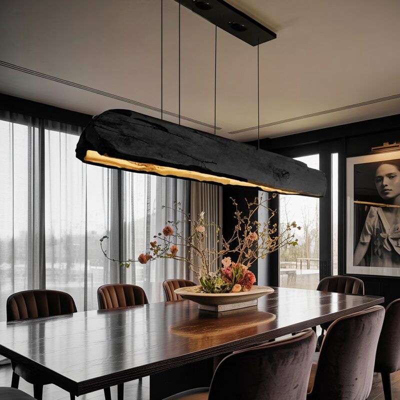 RUSTIC LOG BEAM PENDANT LIGHTING BLACK