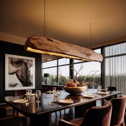 RUSTIC LOG BEAM PENDANT LIGHTING BROWN