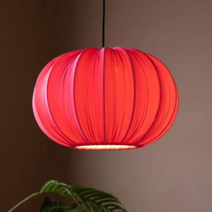 HOT PINK PLEATED FABRIC CEILING LIGHT