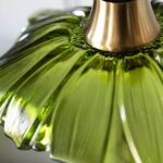 OLIVE GREEN FLOWER GLASS EASYFIT CEILING LIGHT SHADE
