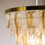 STUNNING ART DECO GLASS FEATHER CEILING LIGHT