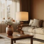 MODERN SCULPTURAL TABLE LAMP BROWN