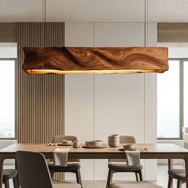 HANDCRAFTED PENDANT LIGHT WITH WAVE CARVED SURFACE