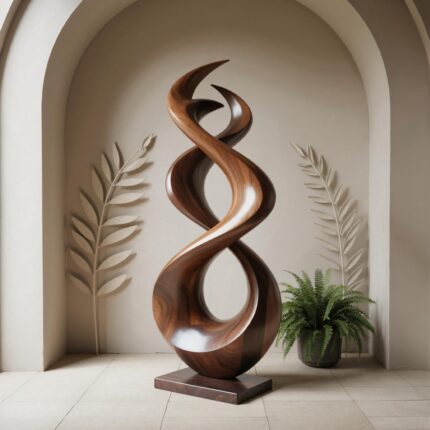 RUSTIC ABSTRACT SCULPTURE BROWN