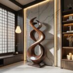 RUSTIC ABSTRACT SCULPTURE BROWN