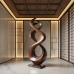 RUSTIC ABSTRACT SCULPTURE BROWN