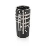 MODERN GRID RELIEF VASE BLACK