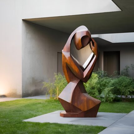 MID CENTURY ABSTRACT SCULPTURE BROWN