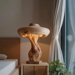 HANDCRAFTED BLACK MUSHROOM LAMP