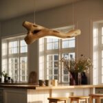 MODERN OAK RUSTIC PENDANT LIGHT WITH TREE BRANCH
