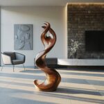 FARMHOUSE LARGE TWISTED SPIRAL FLOOR ART BROWN
