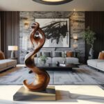 FARMHOUSE LARGE TWISTED SPIRAL FLOOR ART BROWN