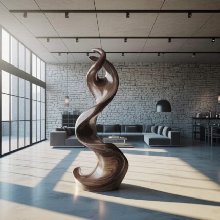FARMHOUSE LARGE TWISTED SPIRAL FLOOR ART WALNUT