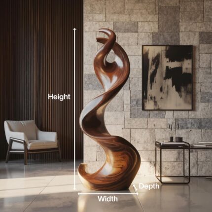 FARMHOUSE LARGE TWISTED SPIRAL FLOOR ART BROWN