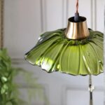 OLIVE GREEN FLOWER GLASS EASYFIT CEILING LIGHT SHADE