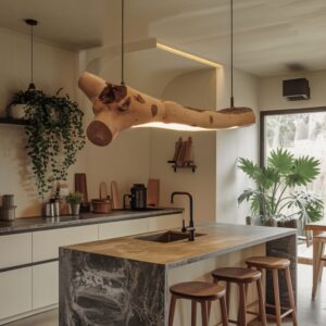 RUSTIC HANGING LIGHT CHANDELIER OAK