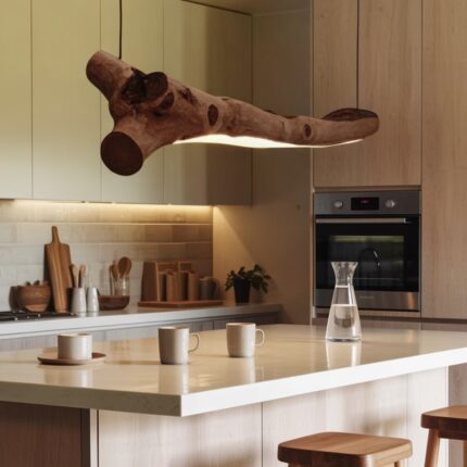 RUSTIC HANGING LIGHT CHANDELIER WALNUT