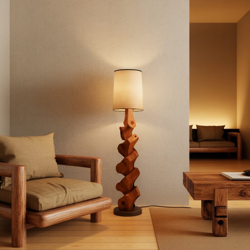 MODERN SCULPTURAL FLOOR LAMP BROWN