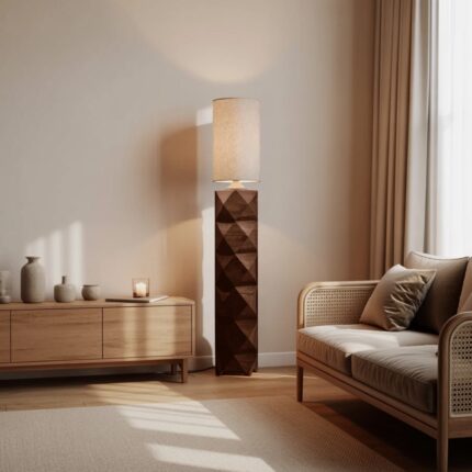 CONTEMPORARY SCULPTURAL LAMP WALNUT