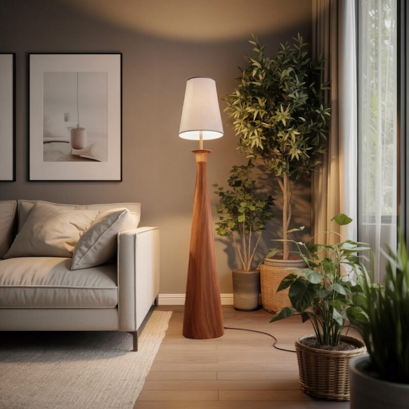 MODERN WOOD FLOOR LAMP BROWN