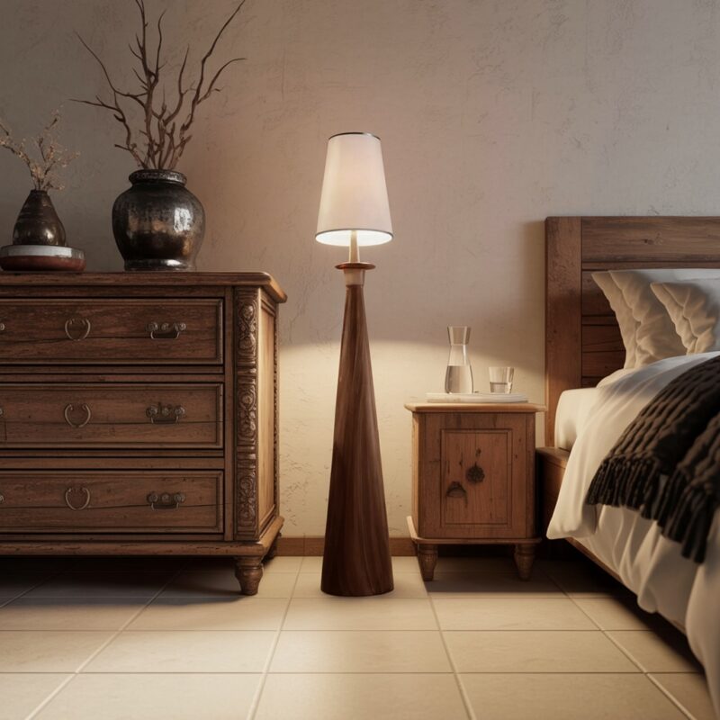 MODERN WOOD FLOOR LAMPS WALNUT