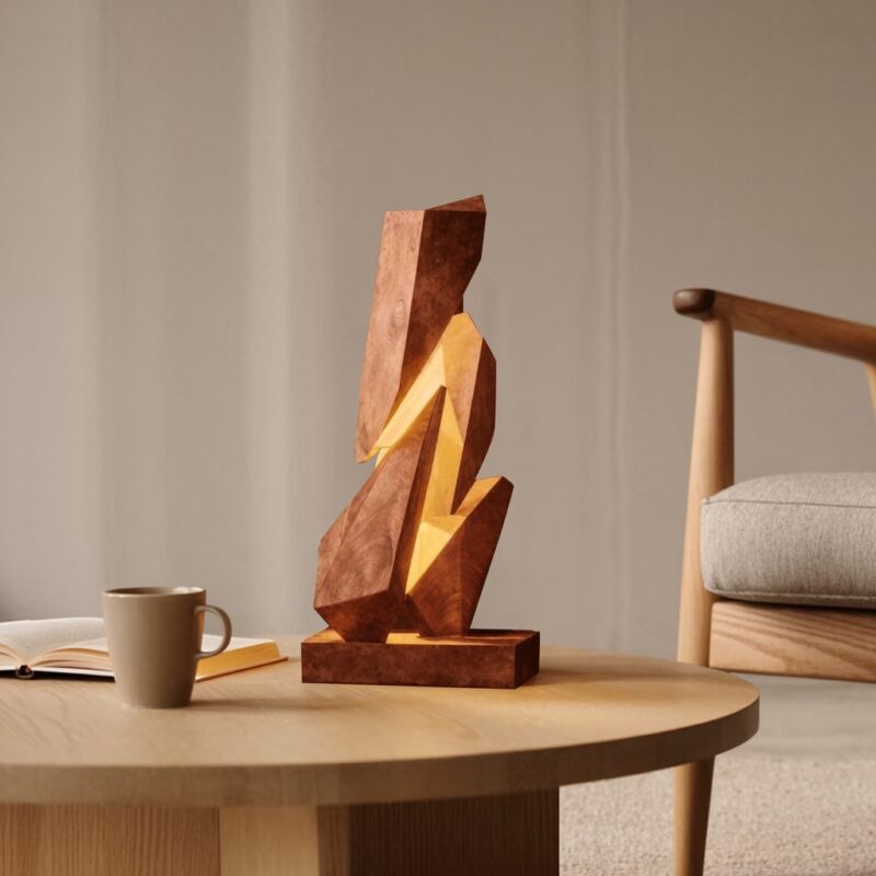 RUSTIC GEOMETRIC TABLE LAMP BROWN