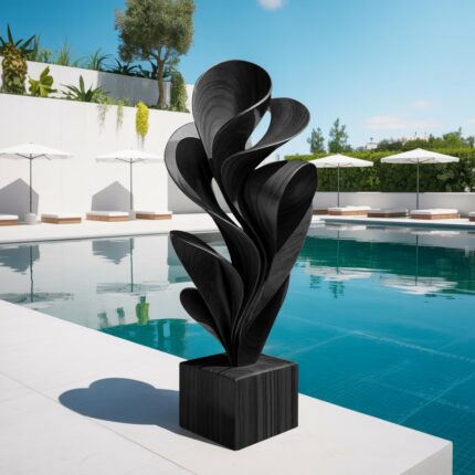 FARMHOUSE SOLID WOOD SCULPTURE OUTDOOR BLACK