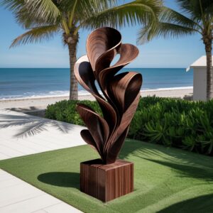 FARMHOUSE SOLID WOOD SCULPTURE OUTDOOR WALNUT