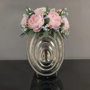 RIPPLE OVAL VASE SILVER