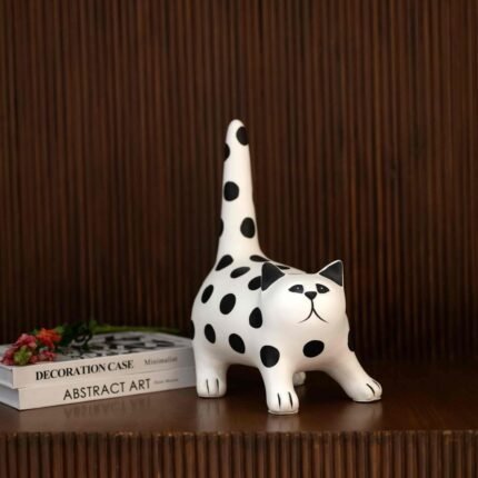 POLKA STRETCH CAT FIGURINE