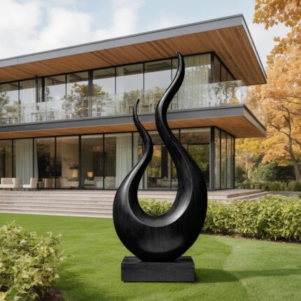 MID CENTURY WOODEN SCULPTURE BLACK