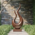 MID CENTURY WOODEN SCULPTURE BROWN
