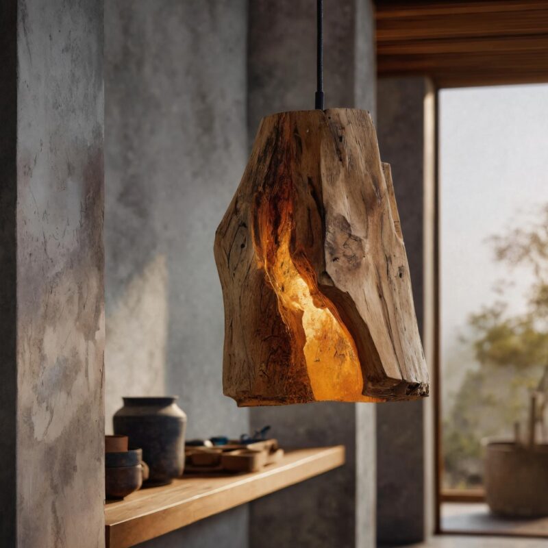 RUSTIC ORGANIC PENDANT LIGHT BROWN
