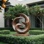 FARMHOUSE ABSTRACT WOODEN SCULPTURE BROWN