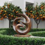 FARMHOUSE ABSTRACT WOODEN SCULPTURE BROWN