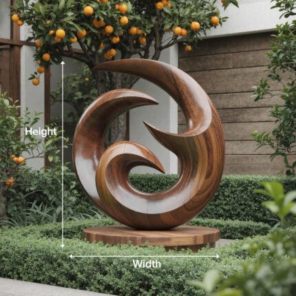 FARMHOUSE ABSTRACT WOODEN SCULPTURE BROWN