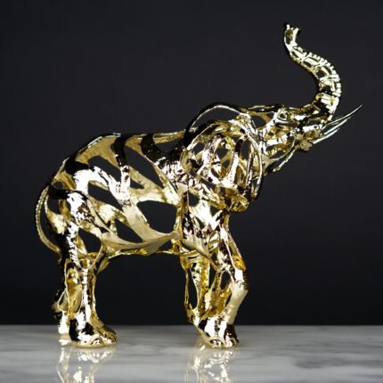 GILDED FILIGREE LUCKY ELEPHANT STATUE