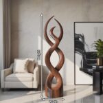 MODERN ABSTRACT WOODEN SCULPTURE BROWN