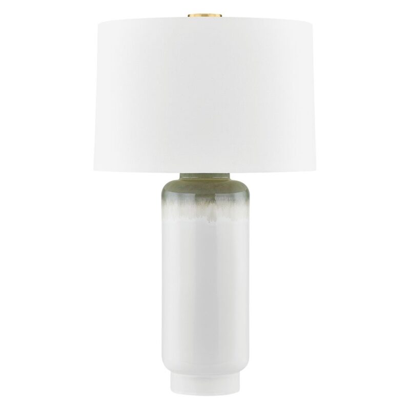 Bernini sculptures — meadow ombre ceramic lamp beside a baroque-inspired sculpture in a warm formal living room