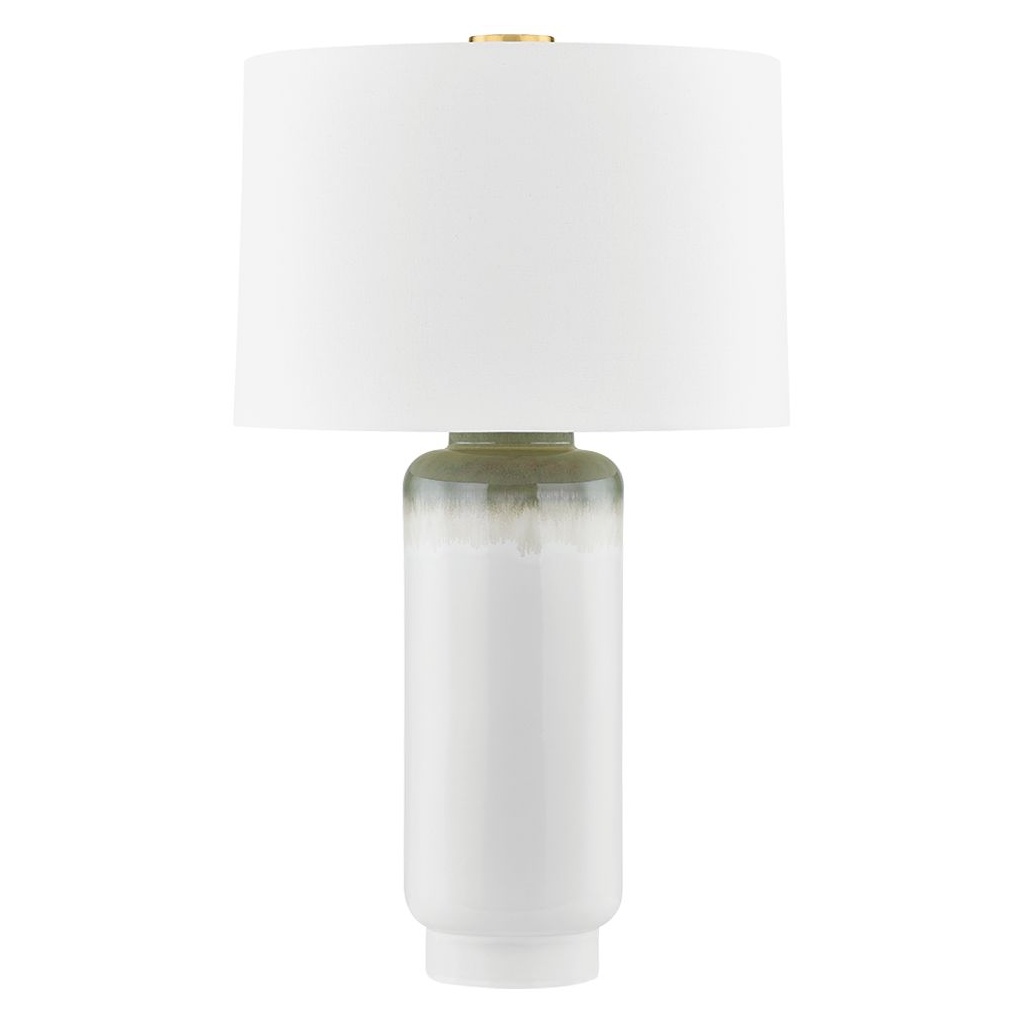 Bernini sculptures — meadow ombre ceramic lamp beside a baroque-inspired sculpture in a warm formal living room