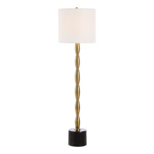 Before and after — unmatched bedside lamps with nothing in common versus coordinated mismatched lamps with shared shade color
