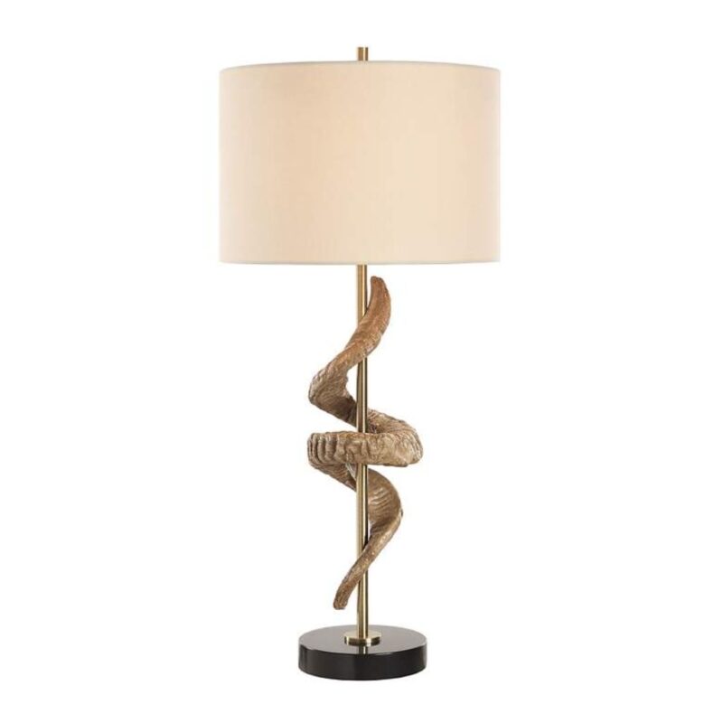 Bedside table lamp style guide — traditional brass, modern black, coastal ceramic, and bohemian rattan lamp on nightstands