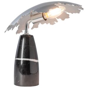 Three mini table lamps in different styles — rustic, modern black, and crystal — on a styled console table