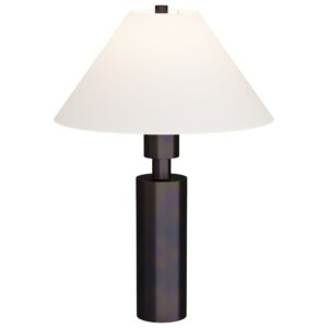 Blue ceramic table lamp pairing guide — navy with brass, cobalt with gold, and slate with oak