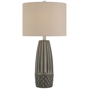 Cordless rechargeable table lamp on an outdoor covered patio — no outlet required