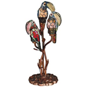 Fifteen types of table lamps displayed together including ceramic, brass, Tiffany, and rustic wood styles