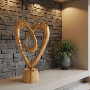 Outdoor sculpture park ideas for weekend visits — warm ombre ceramic lamp on a covered patio table, creating the garden atmosphere that sculpture park visits inspire