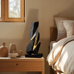 High Hammock pale blue ceramic table lamp from Exotic Decor USA on a styled nightstand
